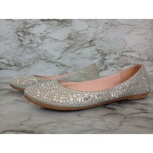 Forever Comfort Silver Rhinestone Ballet Flats Size 6
